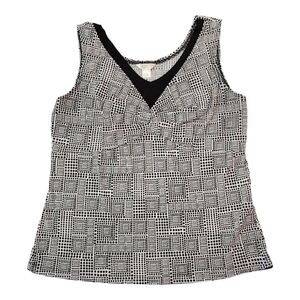 Christopher & Banks Geometric Dot Tank Top XL Black White Stretch Sleeveless